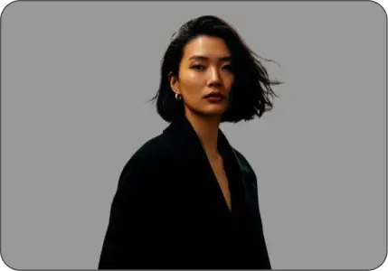 Woman in black coat reference