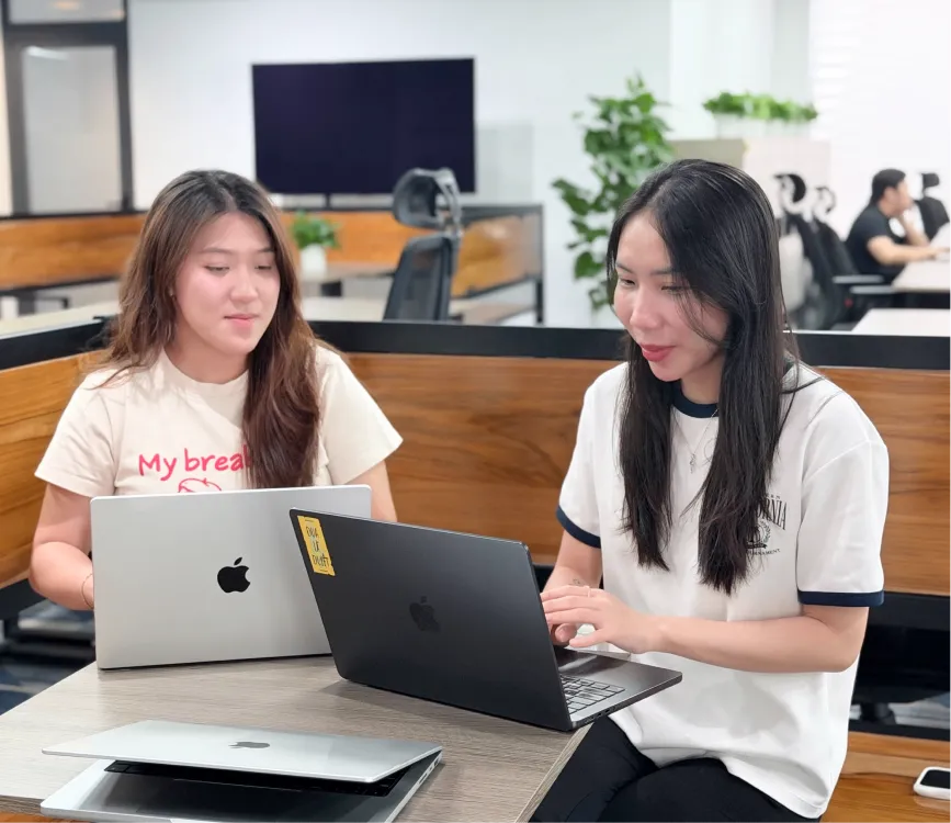 Team standup discussing the roadmap
